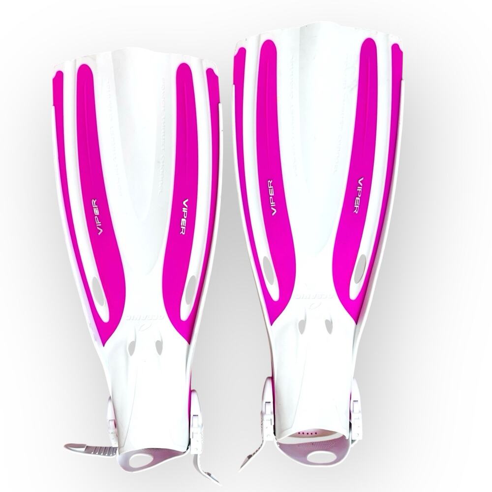 Oceanic Viper 2 Open Heel Fins, White/Pink, Regular